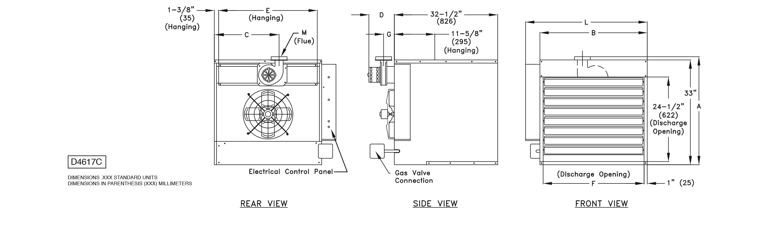 BTU Series Propeller Unit Heater Performance and Dimensional Data Drawings